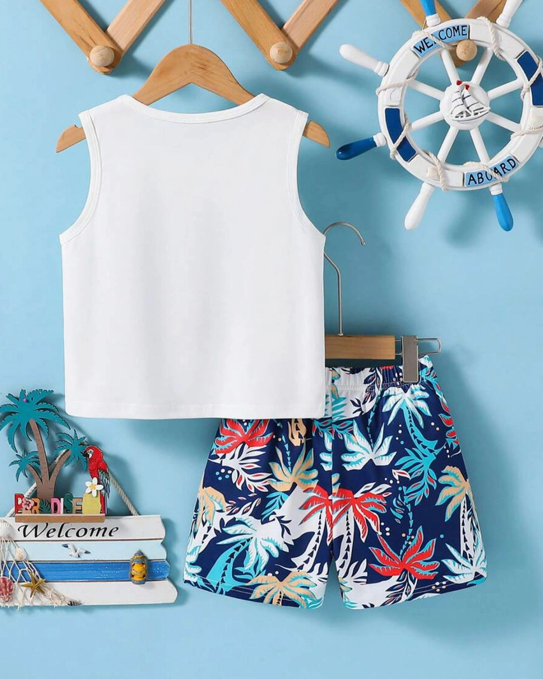Boys' Beach Print Shirt & Shorts Set - 2 pcs