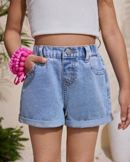 Girls’ Blue Denim Shorts – Casual Summer Essential
