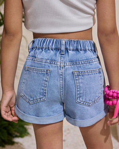 Girls’ Blue Denim Shorts – Casual Summer Essential