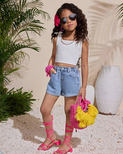 Girls’ Blue Denim Shorts – Casual Summer Essential