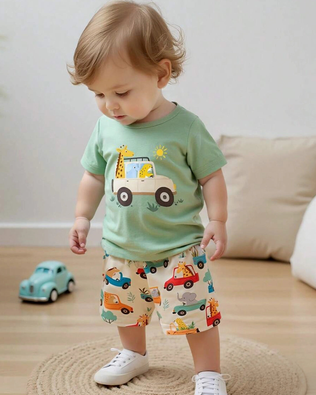 Cartoon Animal & Car Baby Set