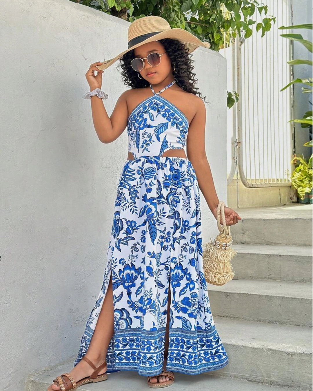 Floral Cut-Out Maxi Dress for Teen Girls