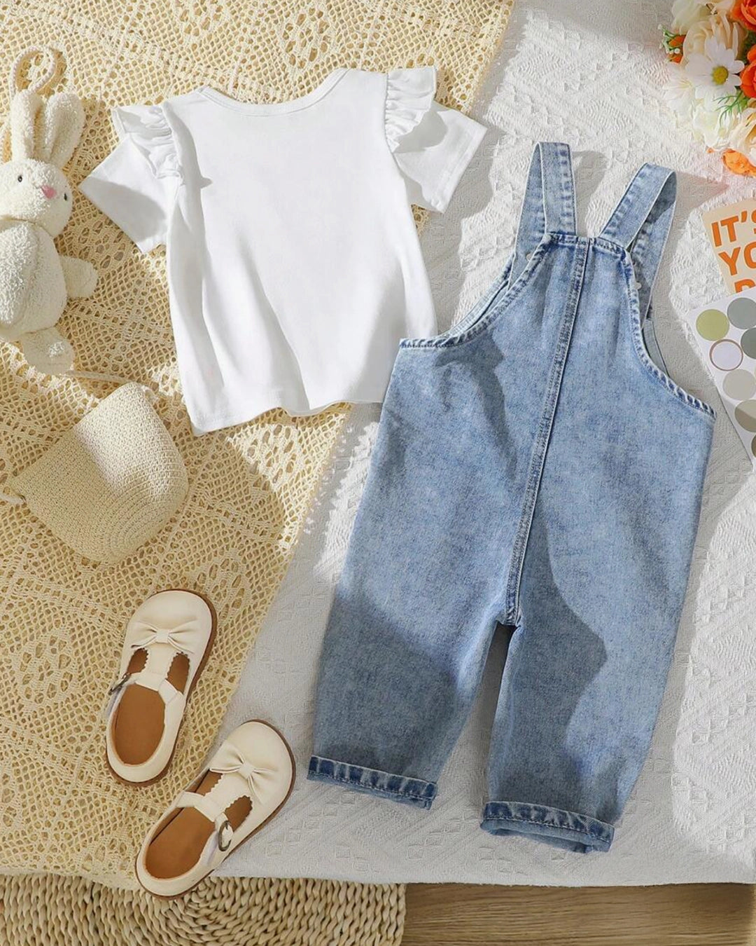 Toddler Girl Heart Print Suspender Set