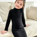 Girls Knitted Turtleneck Dress – Soft Rib Fleece