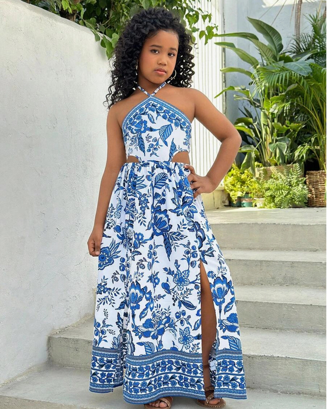 Floral Cut-Out Maxi Dress for Teen Girls