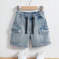 Boys' Washed Denim Cargo Shorts