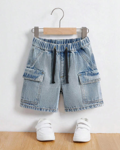 Boys' Washed Denim Cargo Shorts