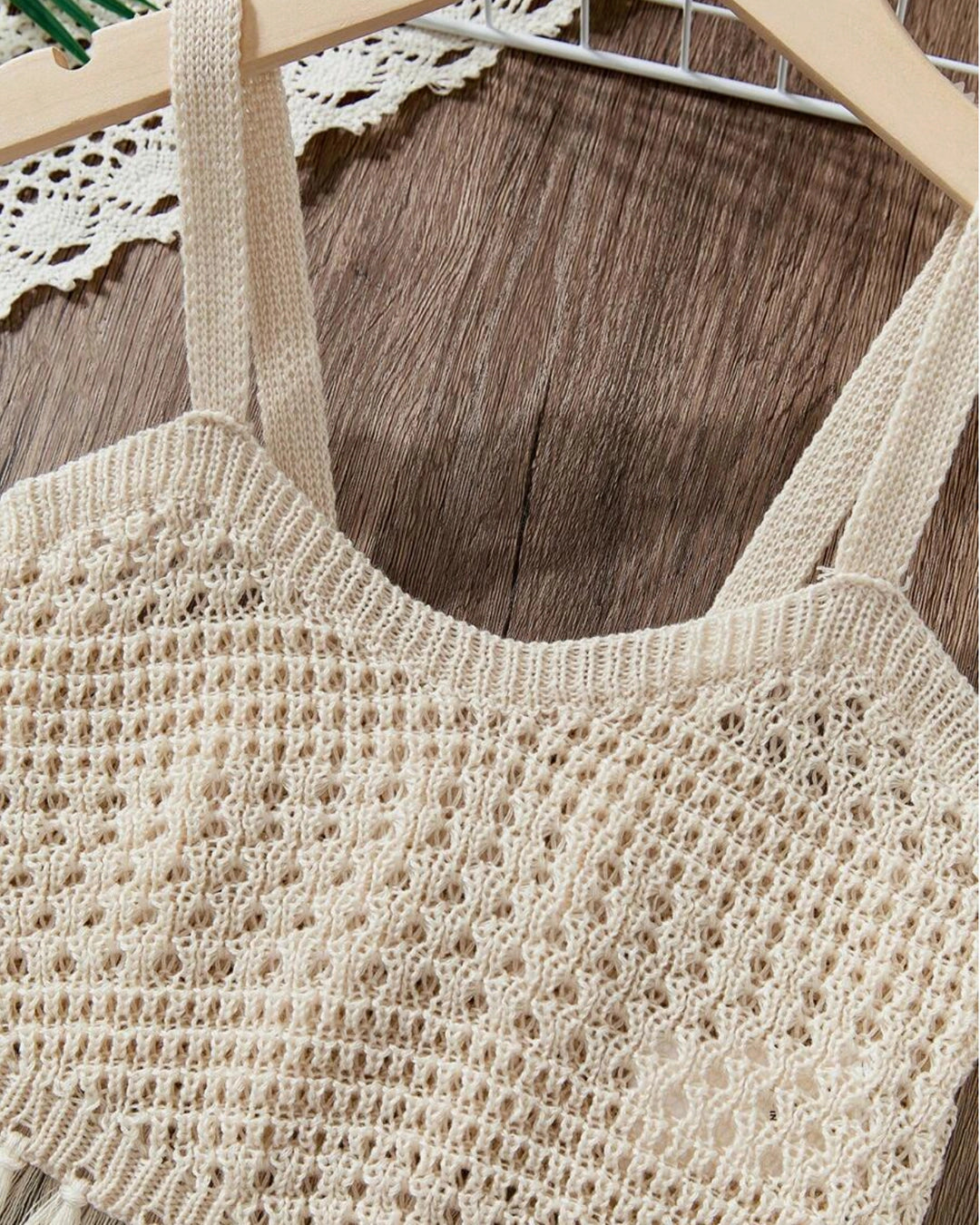 Knitted Holiday Tank Top for Teens with Tassels