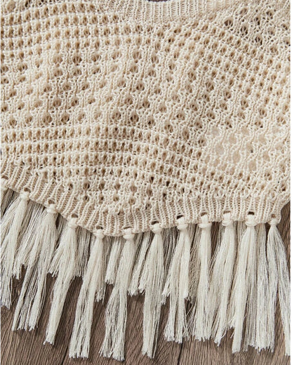 Knitted Holiday Tank Top for Teens with Tassels