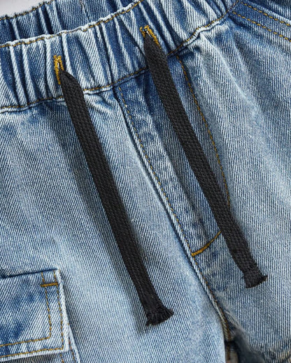 Boys' Washed Denim Cargo Shorts