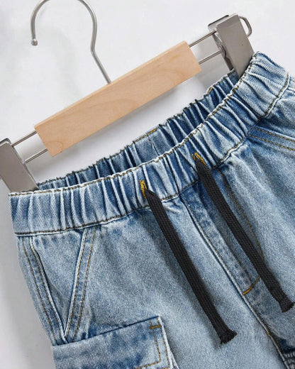 Boys' Washed Denim Cargo Shorts