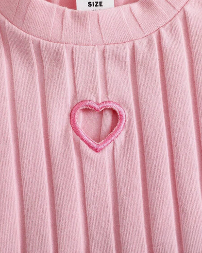 Girls Heart Embroidered Tank Top