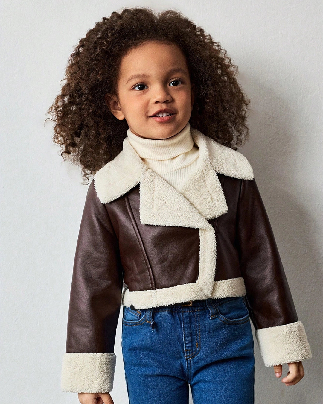 Girls Faux Fur Collar Jacket