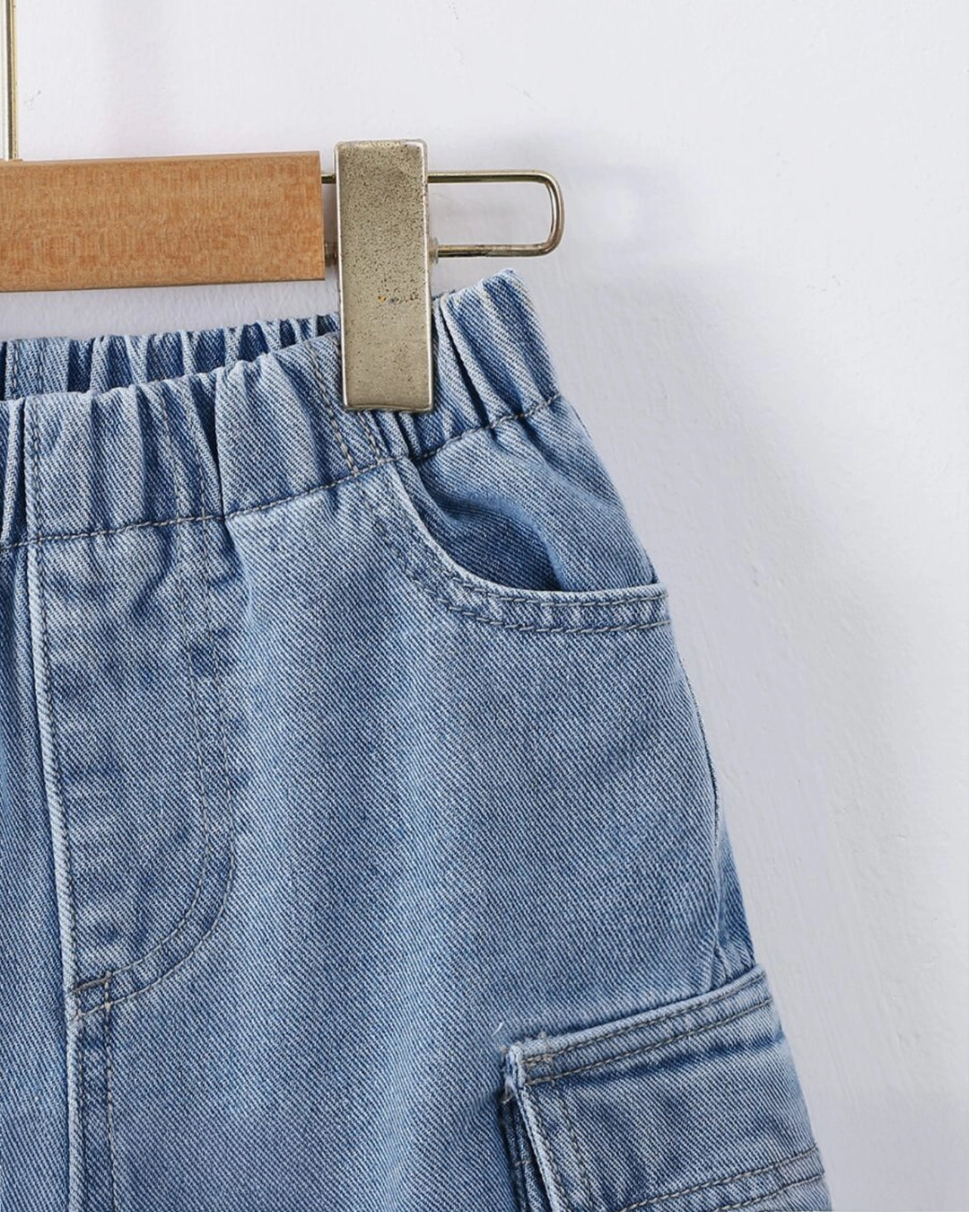 Young Boy Flap Pocket Side Denim Shorts