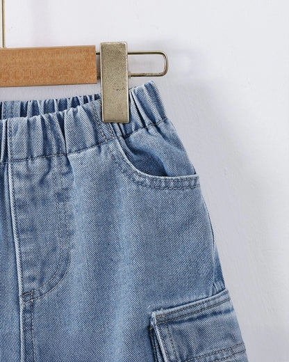 Young Boy Flap Pocket Side Denim Shorts