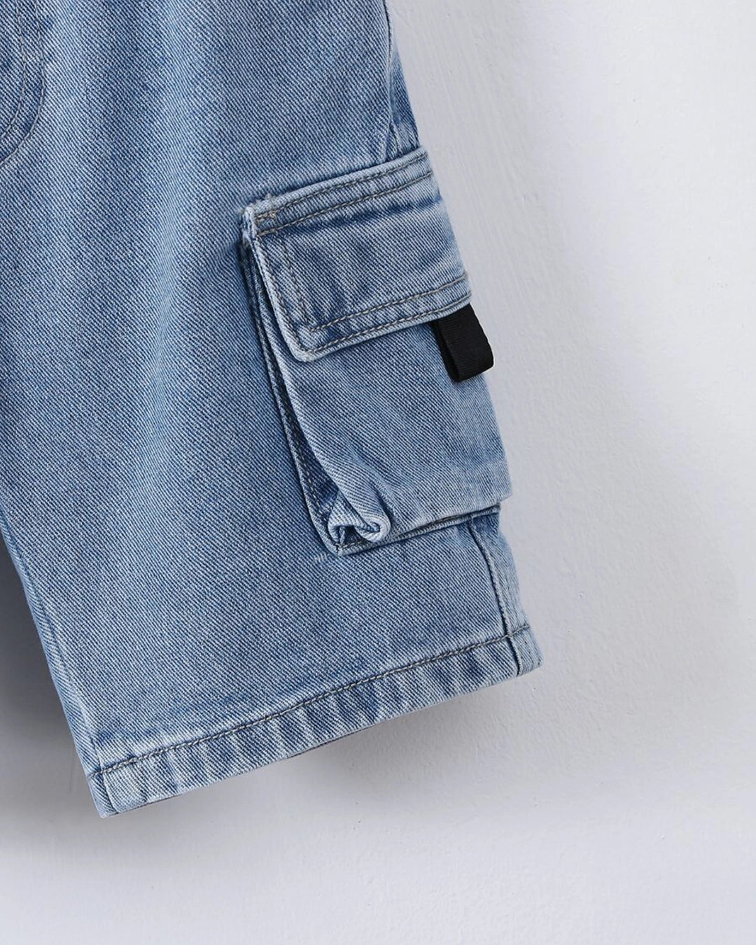 Young Boy Flap Pocket Side Denim Shorts