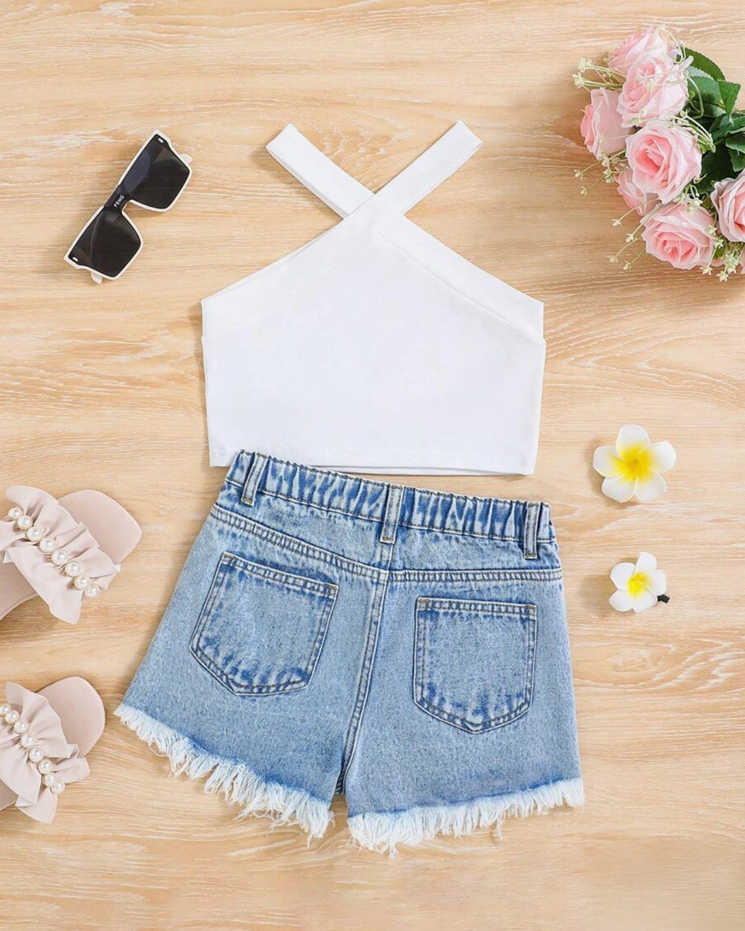 Girl’s Knit Top & Distressed Jeans Set