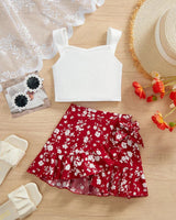 Baby Girl Floral Pleated Skirt & Knit Top Set