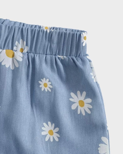 Daisy Top & Ruffle Shorts Set for Girls