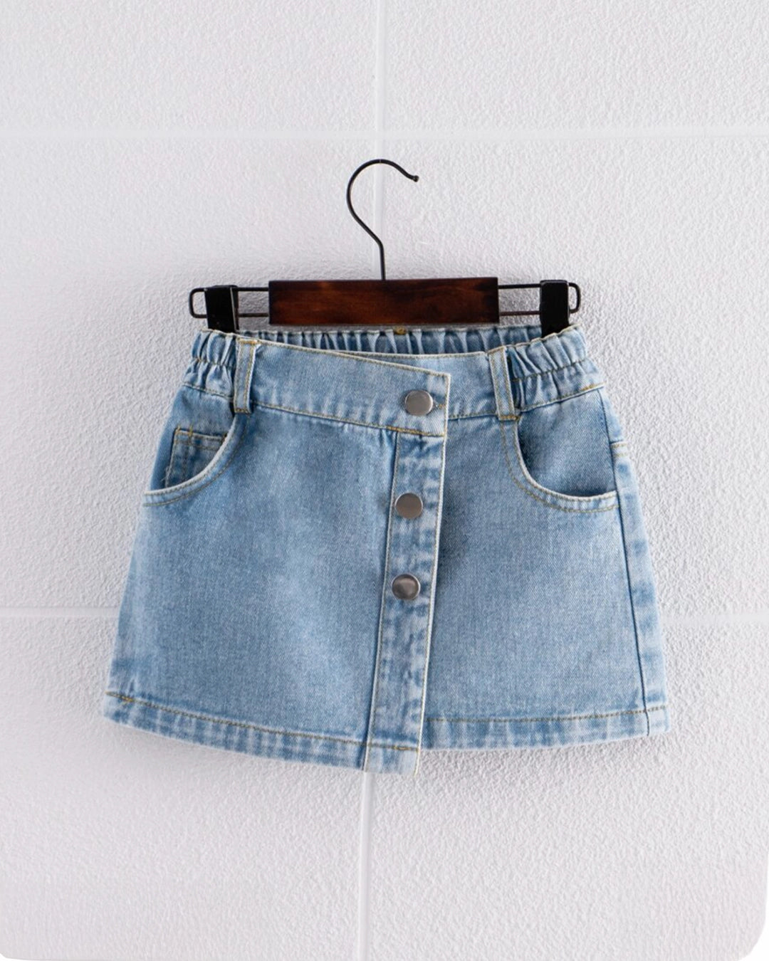 Young Girl Button Front Denim Skirt