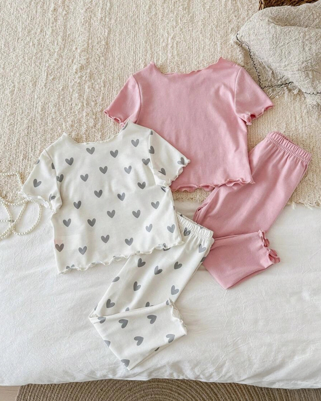 Baby Girl 4-Piece Cat & Heart Lounge Set