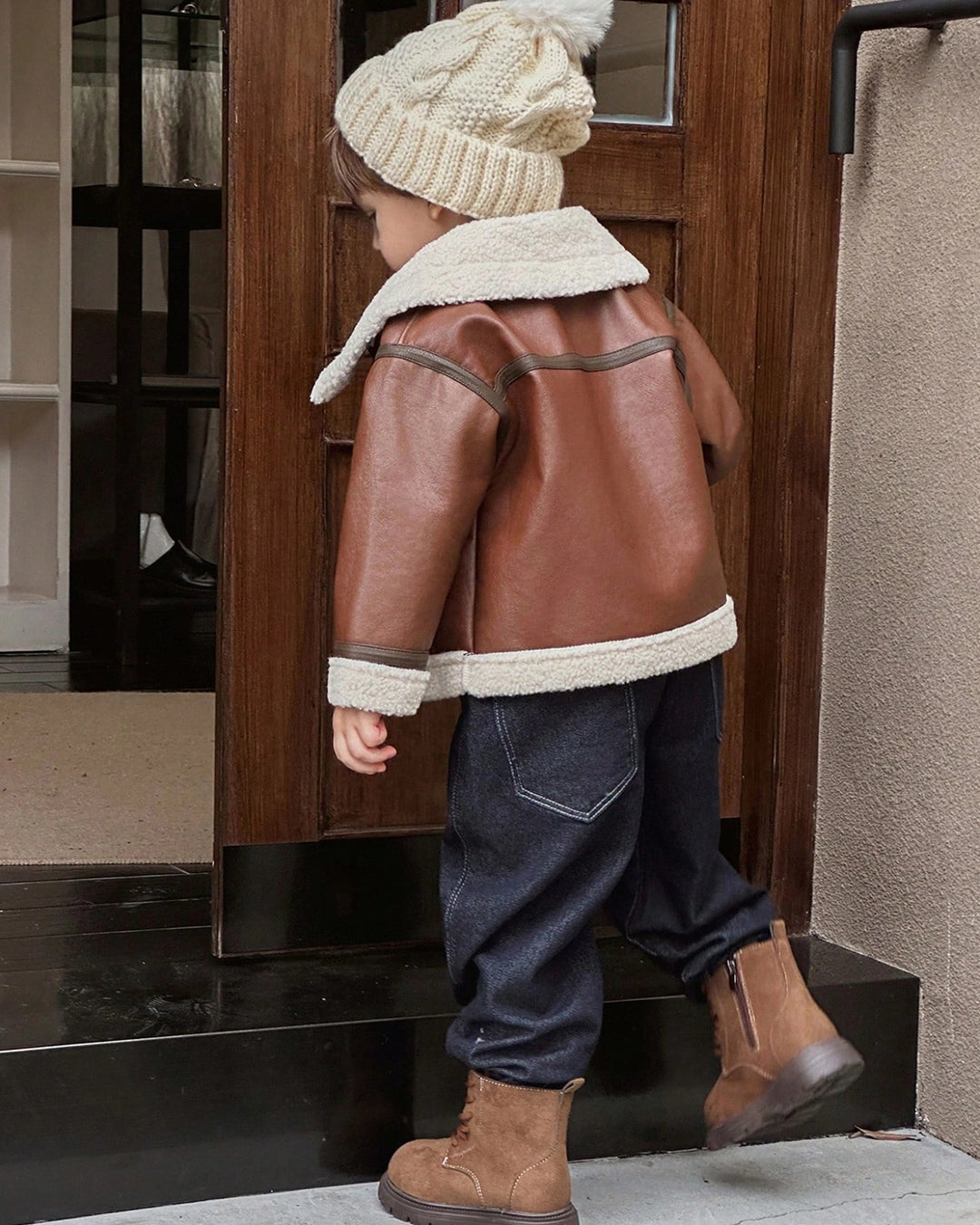 Boys PU Leather Jacket – Teddy Lined