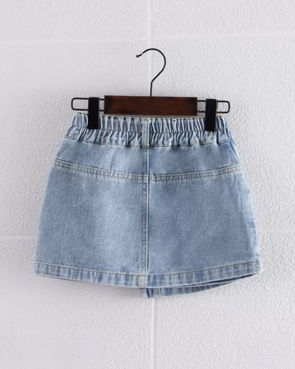 Young Girl Button Front Denim Skirt
