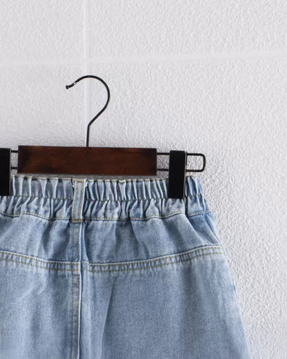 Young Girl Button Front Denim Skirt