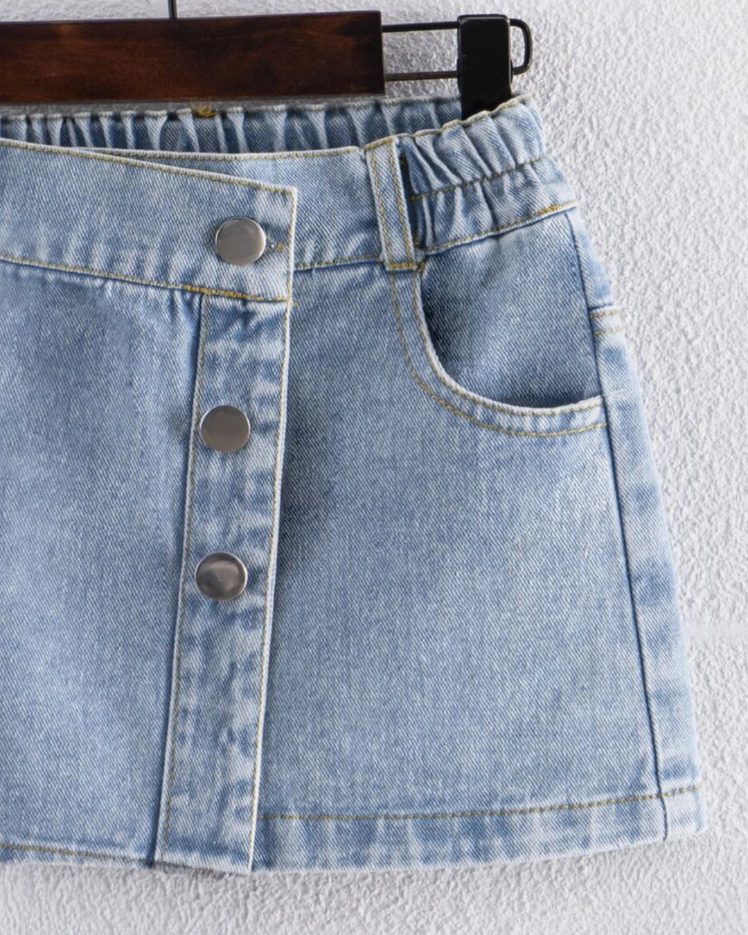Young Girl Button Front Denim Skirt