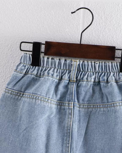 Young Girl Button Front Denim Skirt
