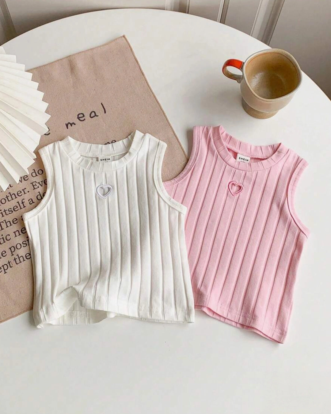 Girls Heart Embroidered Tank Top