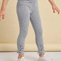 Girls' Rabbit Embroidery Lettuce Trim Leggings