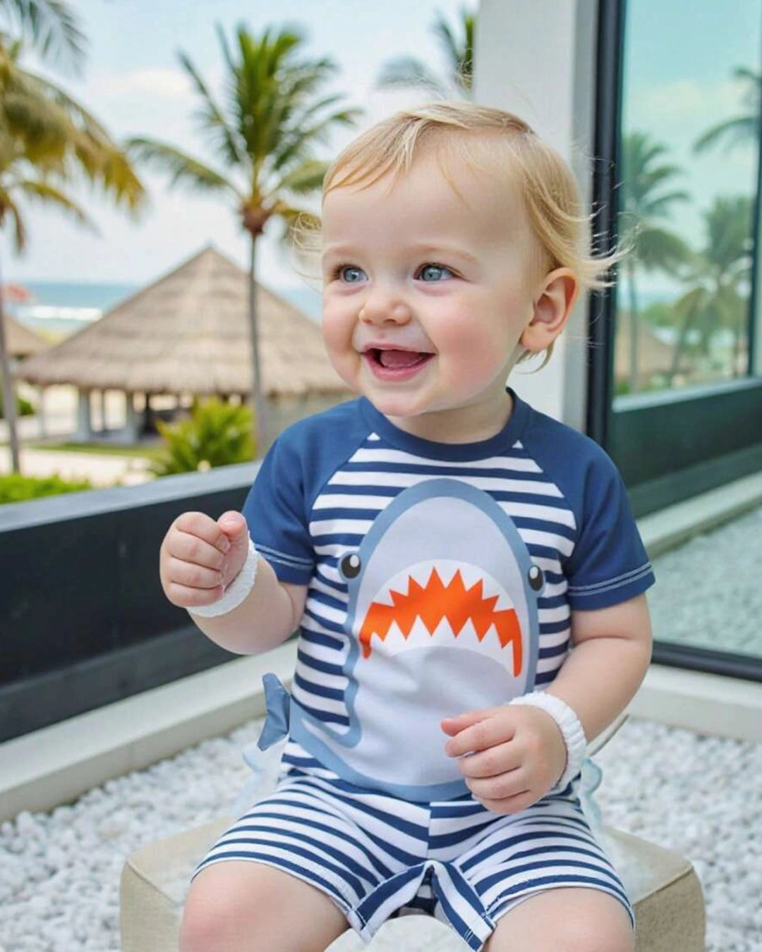 Baby Sailor Print Short Sleeve Romper