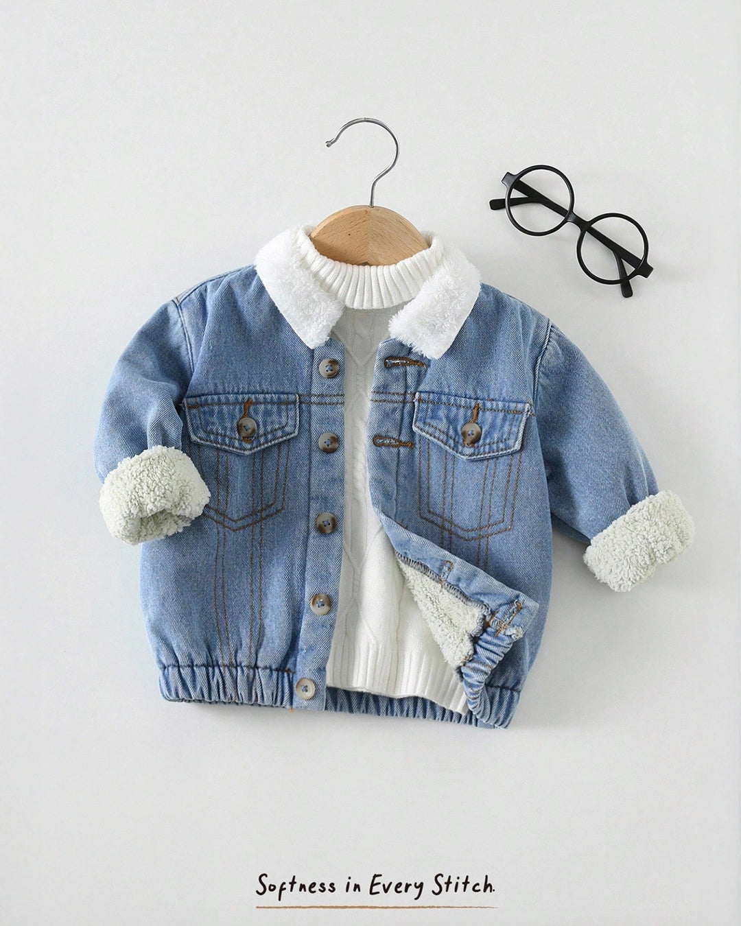 Fuzzy Collar Denim Jacket – Baby Boy