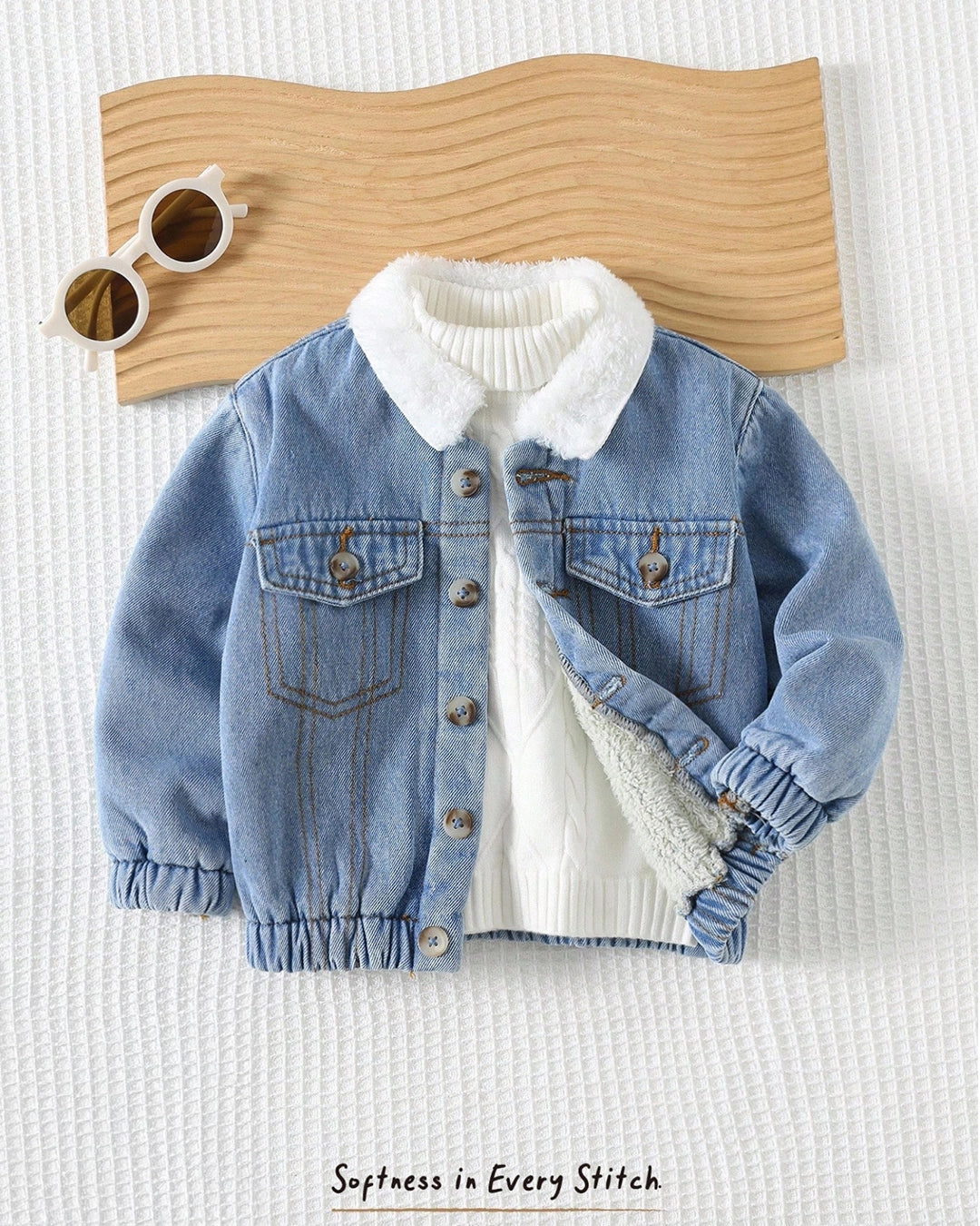 Fuzzy Collar Denim Jacket – Baby Boy
