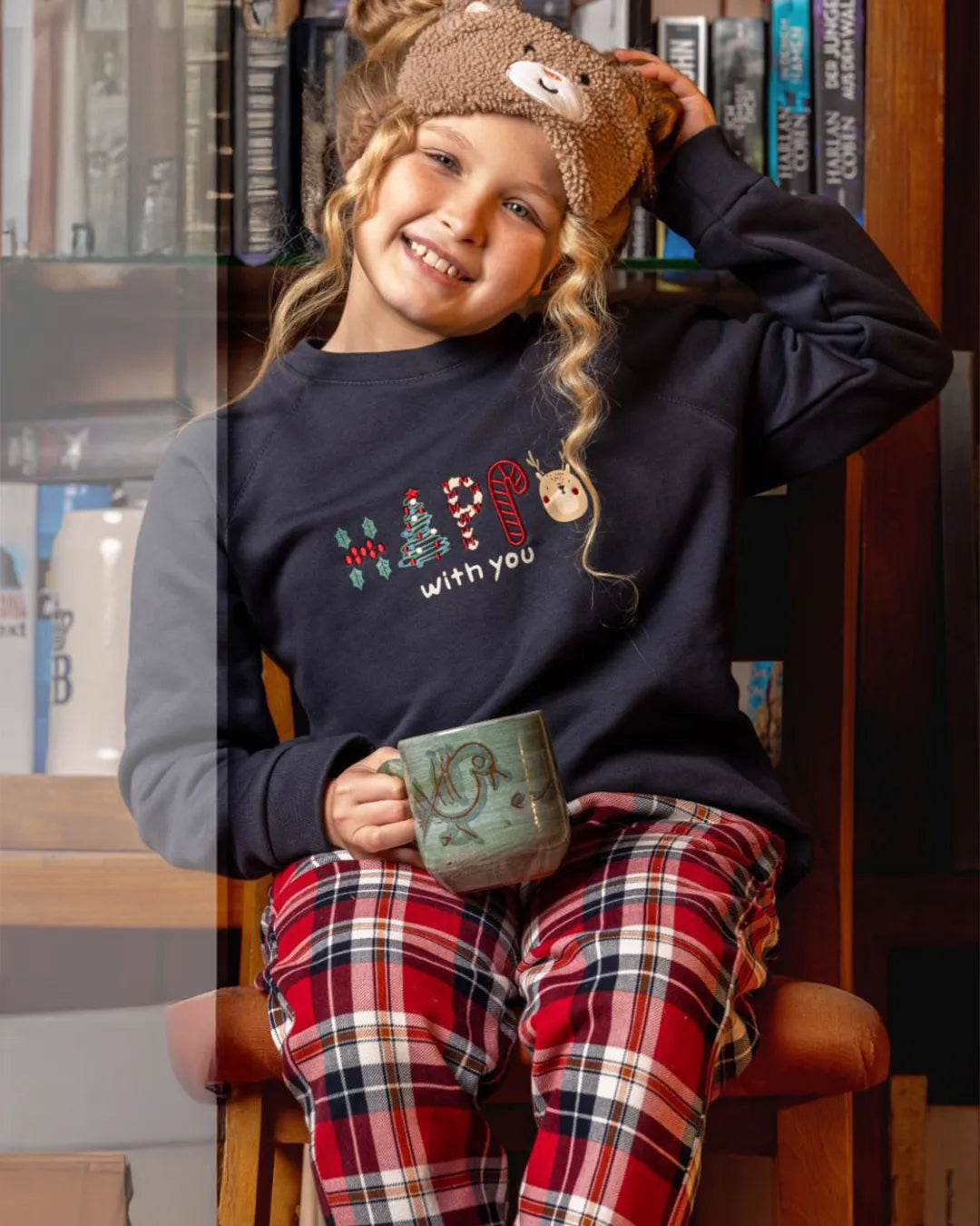 Girls Christmas Pajama Set – Navy Sweatshirt