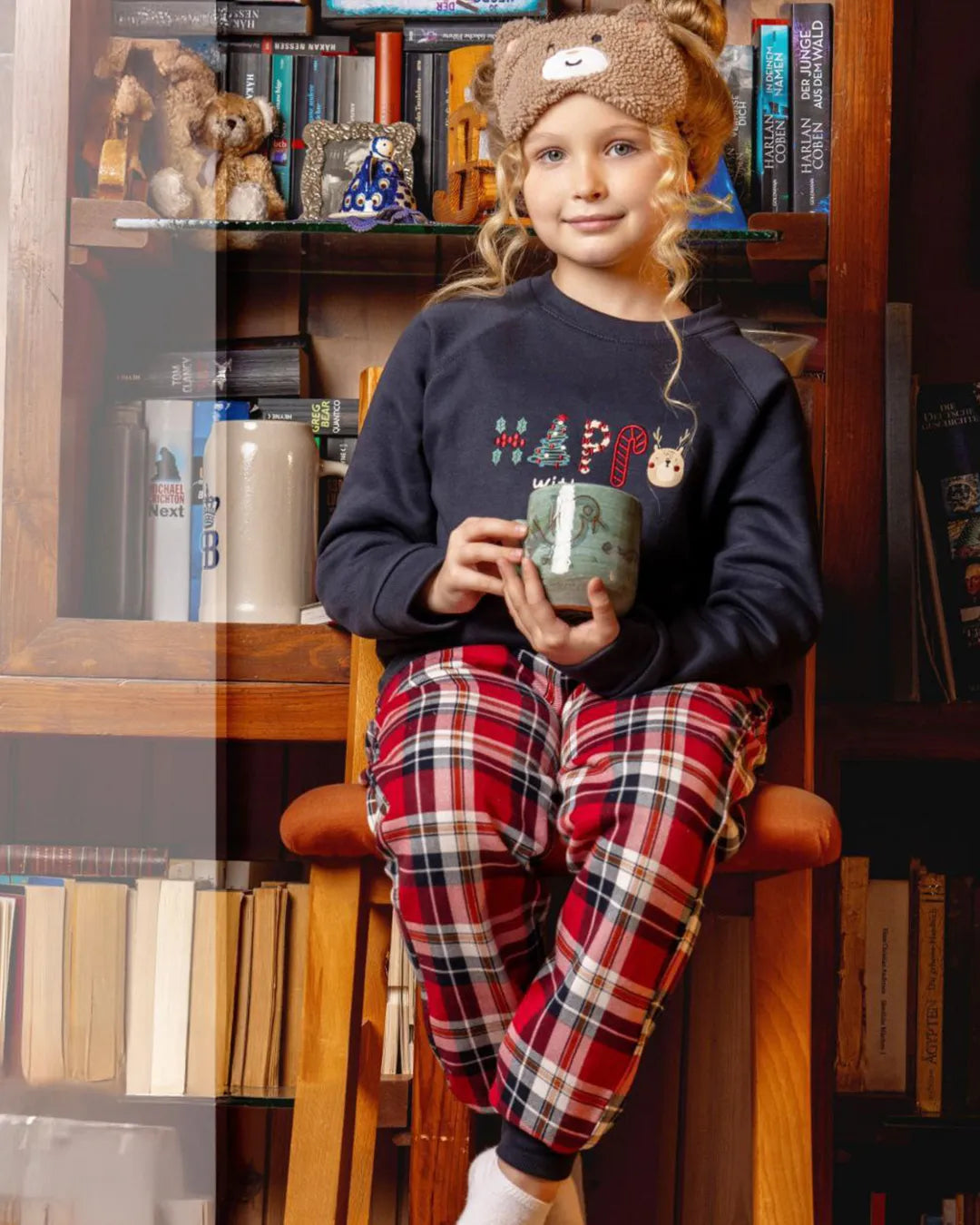 Girls Christmas Pajama Set – Navy Sweatshirt