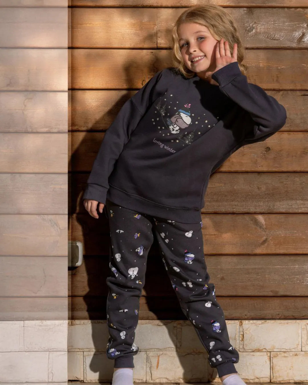 Girls Winter Pajama Set – Snowman Print