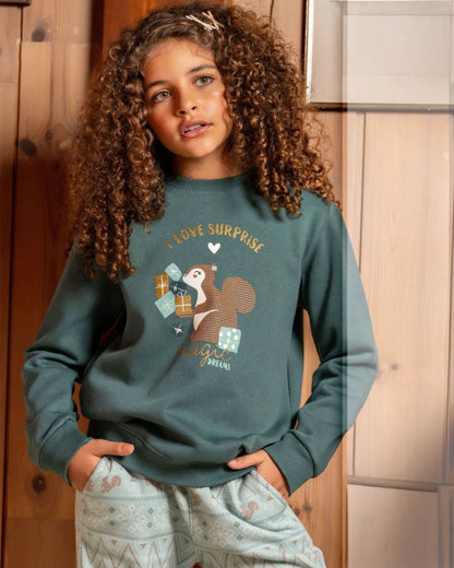Girls Fleece Winter Pajama – Printed Sweatshirt