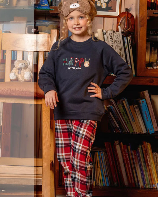 Girls Christmas Pajama Set – Navy Sweatshirt